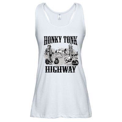 Southern Western Rodeo Cowgirl Honky Tonk Highway Ladies Essential Flowy Tank