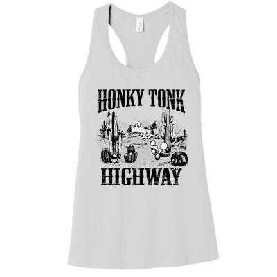 Southern Western Rodeo Cowgirl Honky Tonk Highway Women's Racerback Tank