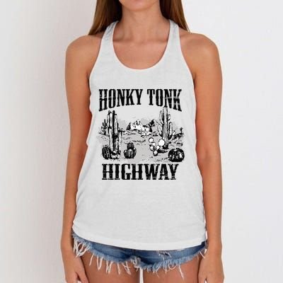 Southern Western Rodeo Cowgirl Honky Tonk Highway Women's Knotted Racerback Tank