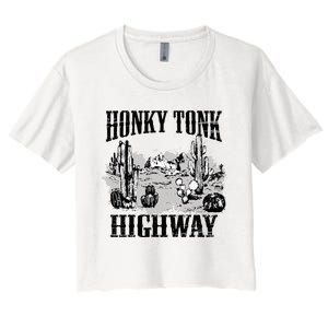 Southern Western Rodeo Cowgirl Honky Tonk Highway Women's Crop Top Tee