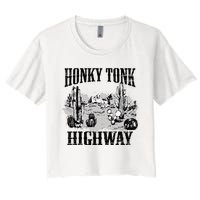 Southern Western Rodeo Cowgirl Honky Tonk Highway Women's Crop Top Tee