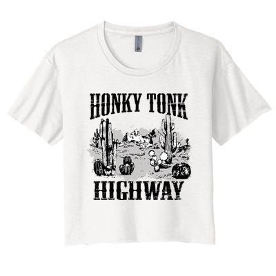 Southern Western Rodeo Cowgirl Honky Tonk Highway Women's Crop Top Tee