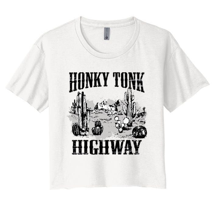 Southern Western Rodeo Cowgirl Honky Tonk Highway Women's Crop Top Tee