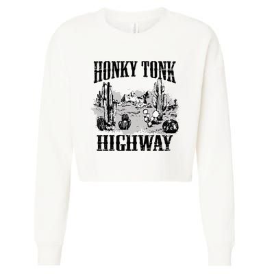 Southern Western Rodeo Cowgirl Honky Tonk Highway Cropped Pullover Crew