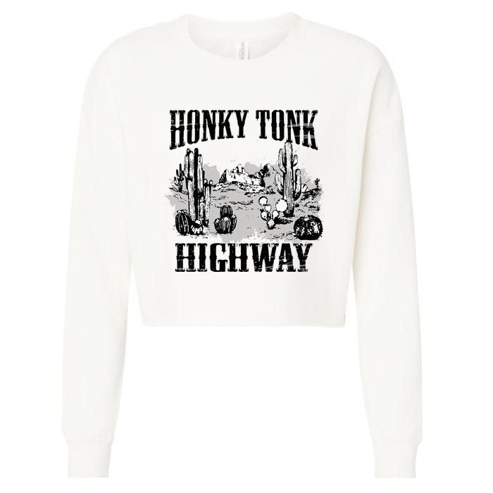 Southern Western Rodeo Cowgirl Honky Tonk Highway Cropped Pullover Crew