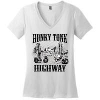 Southern Western Rodeo Cowgirl Honky Tonk Highway Women's V-Neck T-Shirt