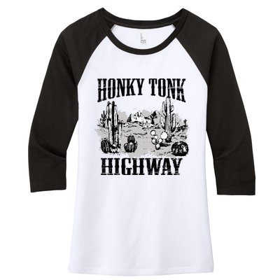 Southern Western Rodeo Cowgirl Honky Tonk Highway Women's Tri-Blend 3/4-Sleeve Raglan Shirt