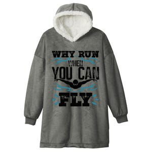 Swimming Why Run When You Can Fly Hooded Wearable Blanket