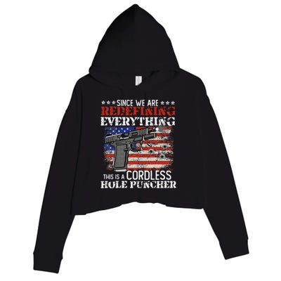 Since WeRe Redefining Everything Cordless Hole Puncher Gun Crop Fleece Hoodie