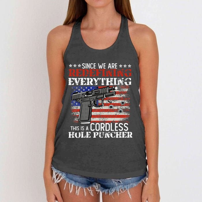 Since WeRe Redefining Everything Cordless Hole Puncher Gun Women's Knotted Racerback Tank