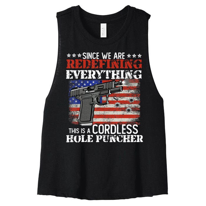 Since We're Redefining Everything Cordless Hole Puncher Gun Women's Racerback Cropped Tank