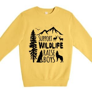 Support Wildlife Raise Gift Great Gift For Mom And Dad Premium Crewneck Sweatshirt