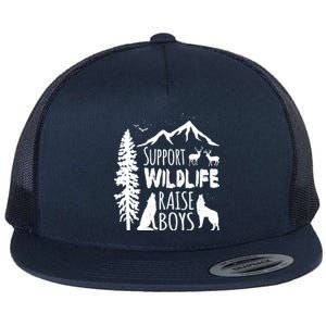 Support Wildlife Raise Gift Great Gift For Mom And Dad Flat Bill Trucker Hat