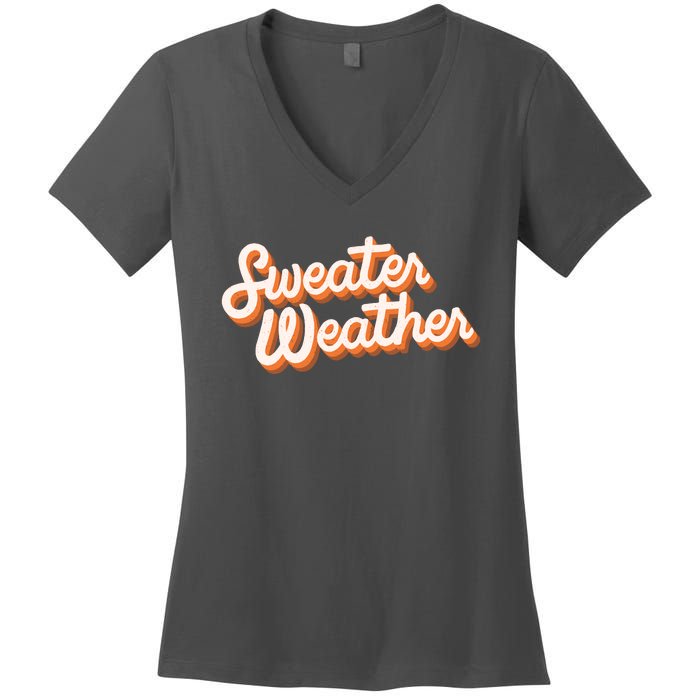 Sweater Weather Retro Women's V-Neck T-Shirt