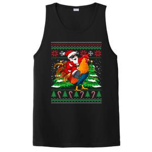 Santa With Rooster Christmas Tree Farmer Ugly Xmas Gift PosiCharge Competitor Tank