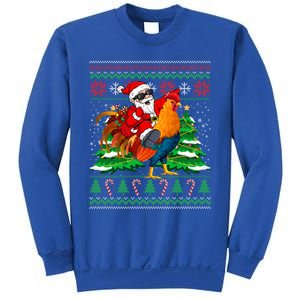 Santa With Rooster Christmas Tree Farmer Ugly Xmas Gift Sweatshirt