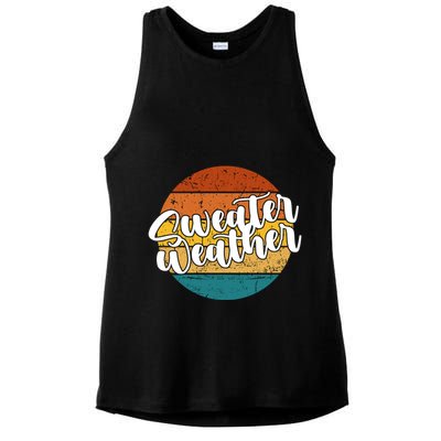 Sweater Weather Retro Vintage Fall Ladies PosiCharge Tri-Blend Wicking Tank
