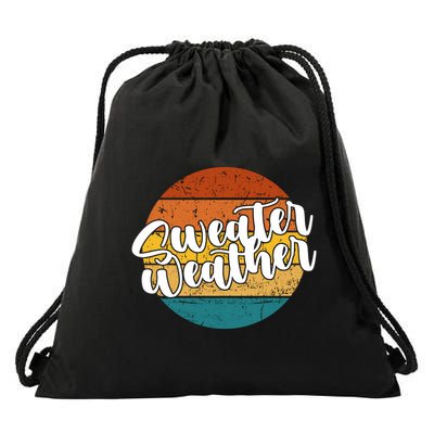 Sweater Weather Retro Vintage Fall Drawstring Bag