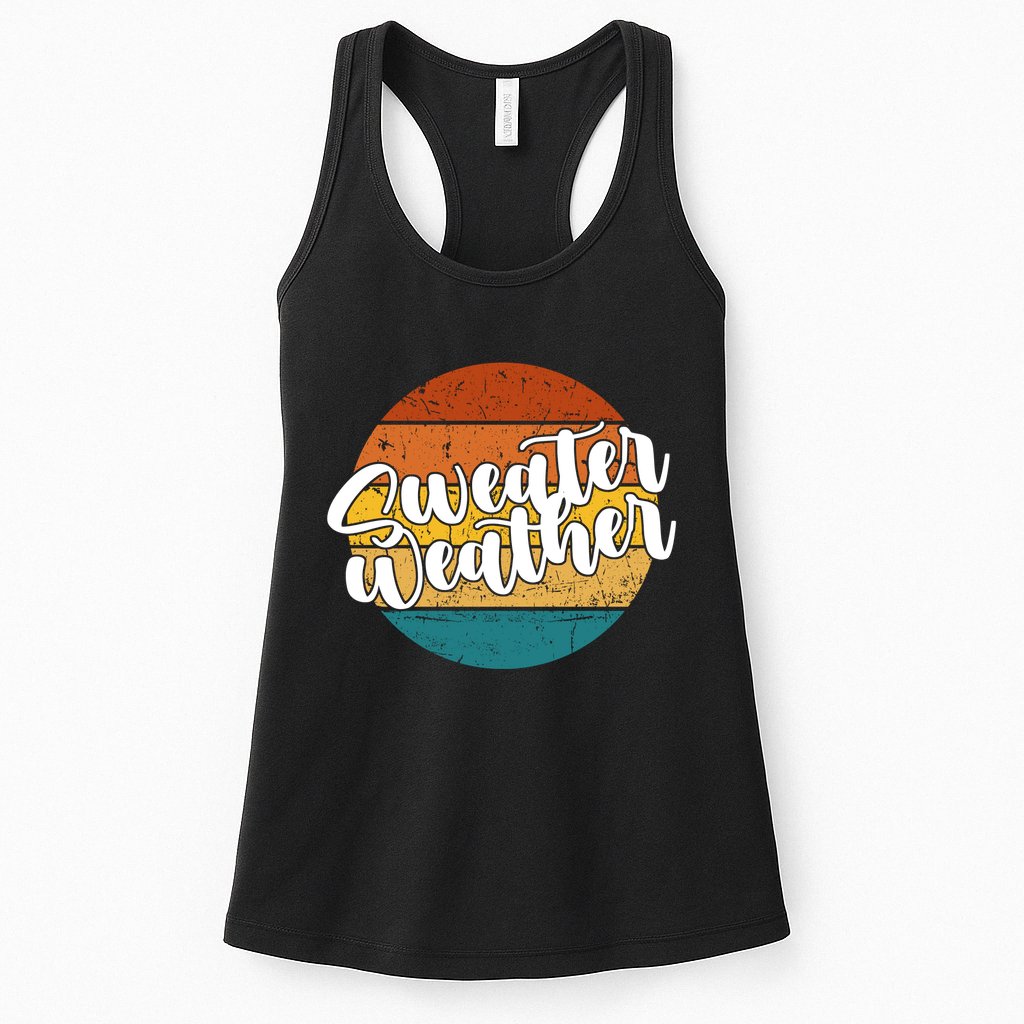 Sweater Weather Retro Vintage Fall Womens Tank Top