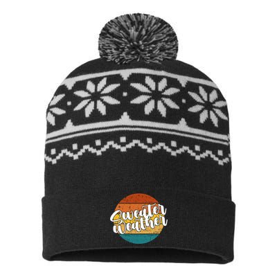 Sweater Weather Retro Vintage Fall USA-Made Snowflake Beanie