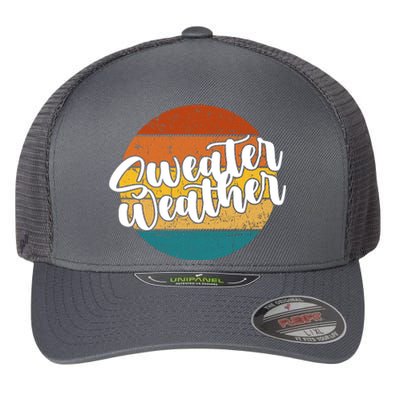 Sweater Weather Retro Vintage Fall Flexfit Unipanel Trucker Cap