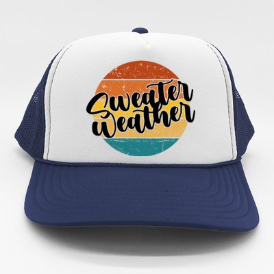 Sweater Weather Retro Vintage Fall Trucker Hat