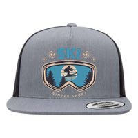 Ski Winter Sport Flat Bill Trucker Hat