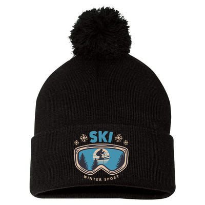 Ski Winter Sport Pom Pom 12in Knit Beanie