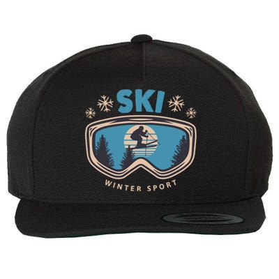 Ski Winter Sport Wool Snapback Cap