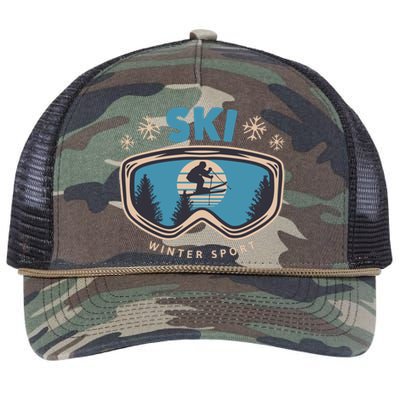 Ski Winter Sport Retro Rope Trucker Hat Cap