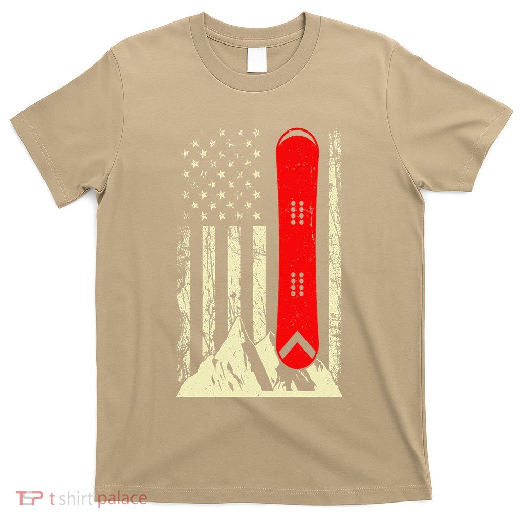 Snowboarding Winter Sport Fan Cool Usa Flag Snowboard Skiing T-Shirt