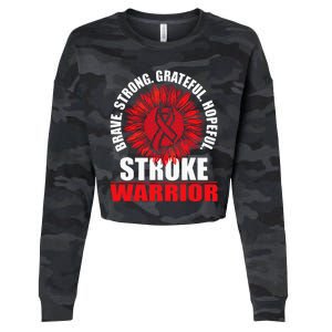 Stroke Warrior Stroke Survivor Red Awareness Ribbon Cropped Pullover Crew