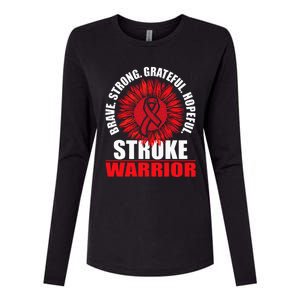 Stroke Warrior Stroke Survivor Red Awareness Ribbon Womens Cotton Relaxed Long Sleeve T-Shirt