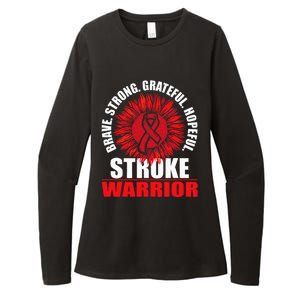 Stroke Warrior Stroke Survivor Red Awareness Ribbon Womens CVC Long Sleeve Shirt