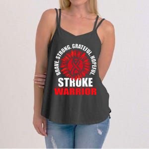 Stroke Warrior Stroke Survivor Red Awareness Ribbon Women's Strappy Tank