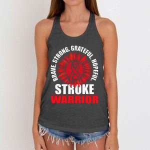 Stroke Warrior Stroke Survivor Red Awareness Ribbon Women's Knotted Racerback Tank