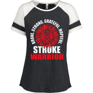 Stroke Warrior Stroke Survivor Red Awareness Ribbon Enza Ladies Jersey Colorblock Tee