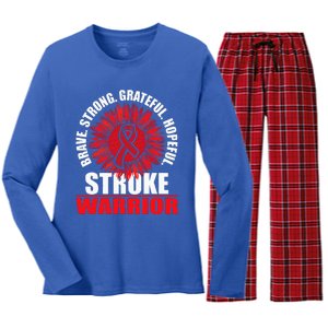 Stroke Warrior Stroke Survivor Red Awareness Ribbon Women's Long Sleeve Flannel Pajama Set 