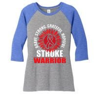 Stroke Warrior Stroke Survivor Red Awareness Ribbon Women's Tri-Blend 3/4-Sleeve Raglan Shirt