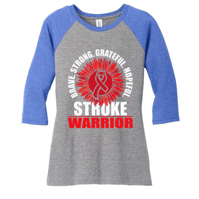 Stroke Warrior Stroke Survivor Red Awareness Ribbon Women's Tri-Blend 3/4-Sleeve Raglan Shirt