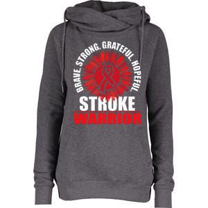 Stroke Warrior Stroke Survivor Red Awareness Ribbon Womens Funnel Neck Pullover Hood