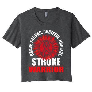 Stroke Warrior Stroke Survivor Red Awareness Ribbon Women's Crop Top Tee