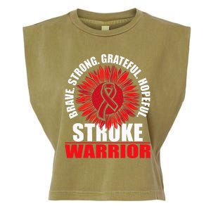 Stroke Warrior Stroke Survivor Red Awareness Ribbon Garment-Dyed Women's Muscle Tee