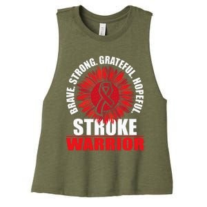 Stroke Warrior Stroke Survivor Red Awareness Ribbon Women's Racerback Cropped Tank