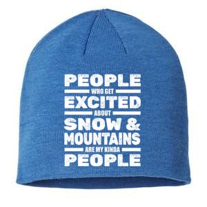 Skiing Winter Sports Cool Gift Skier Ski Snow Mountains Skiing Gift Sustainable Beanie