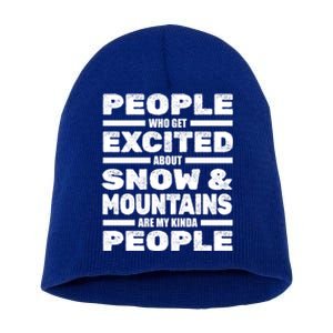 Skiing Winter Sports Cool Gift Skier Ski Snow Mountains Skiing Gift Short Acrylic Beanie