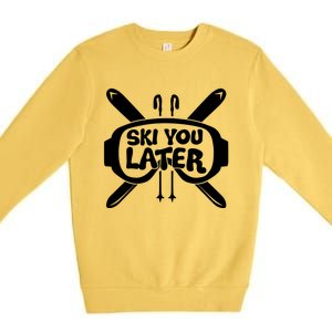 Skiing Winter Sports Gift Skier Ski Mountains Skiing Great Gift Premium Crewneck Sweatshirt