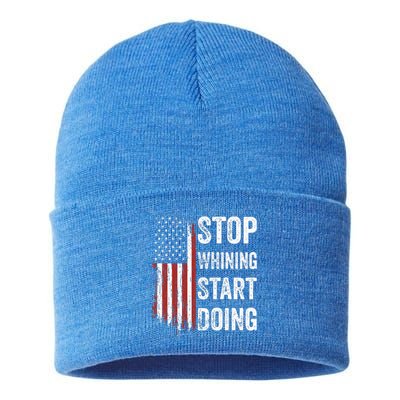 Stop Whining Start Doing Motivational Workout Motivation Sustainable Knit Beanie