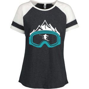 Skiing Winter Sports Gift Skier Ski Mountains Skiing Gift Enza Ladies Jersey Colorblock Tee