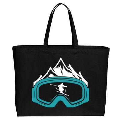 Skiing Winter Sports Gift Skier Ski Mountains Skiing Gift Cotton Canvas Jumbo Tote